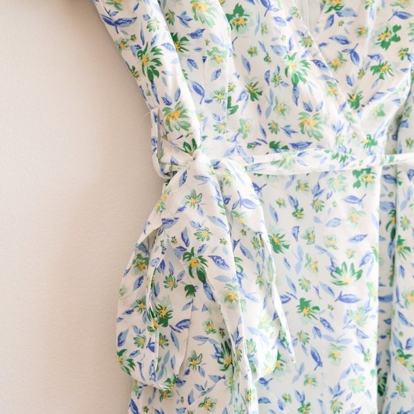 ASOS/sisters of the tribe blue & green floral wrap romper with tie waist *nwt* - Picture 5 of 13